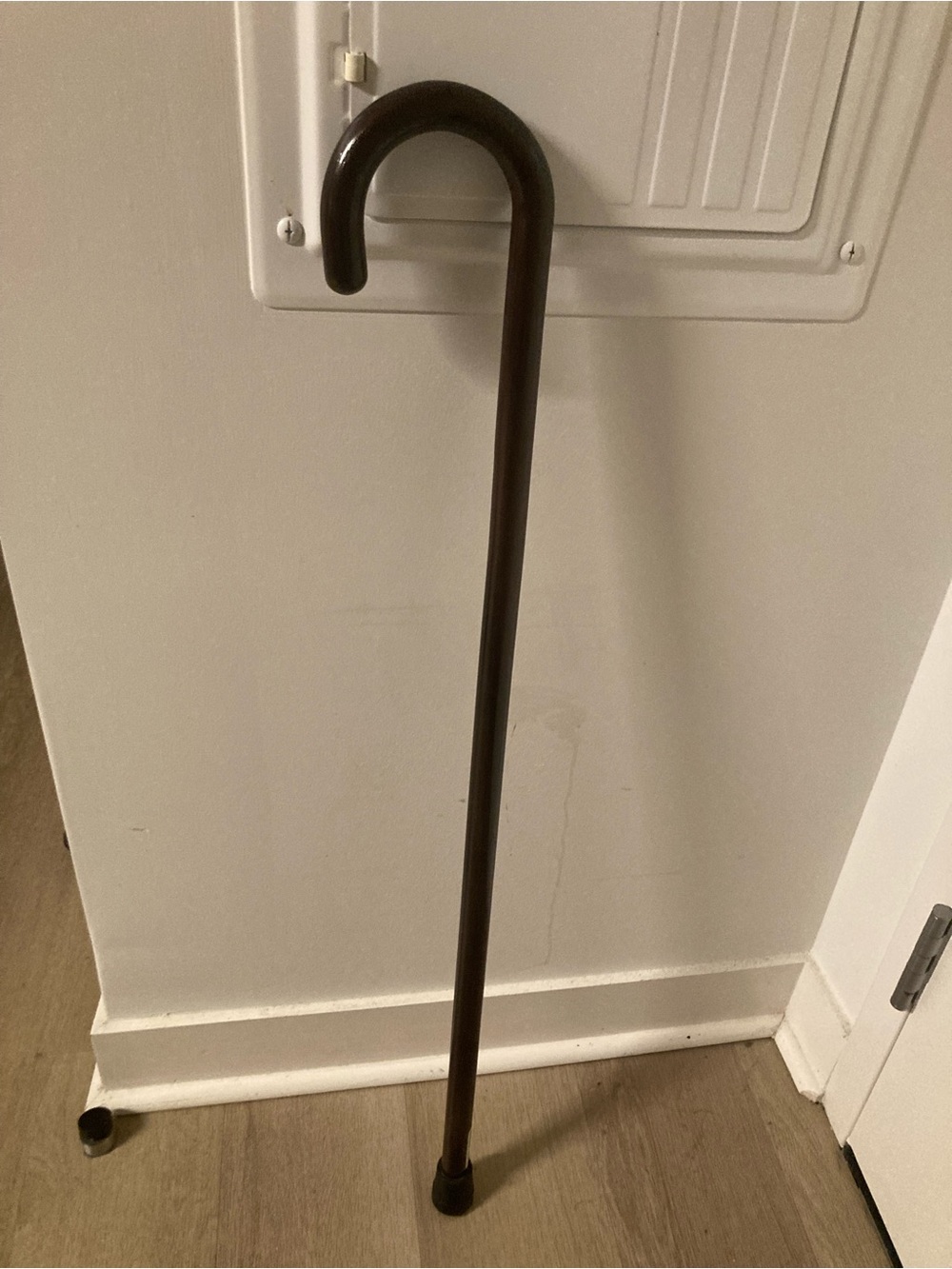 MediChoice Solid Wooden Cane, Long Contoured Handle, Walnut Finish.